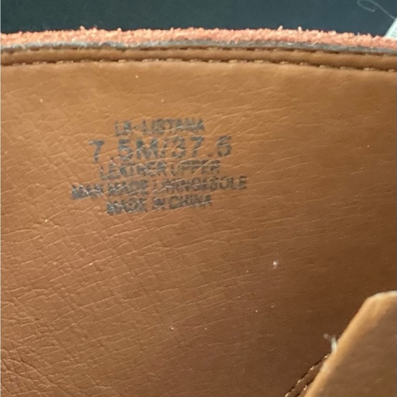 Lucky Brand Women's Toffee Tan Oiled Suede Listana Booties Sandals Heels 7.5M - Picture 6 of 14